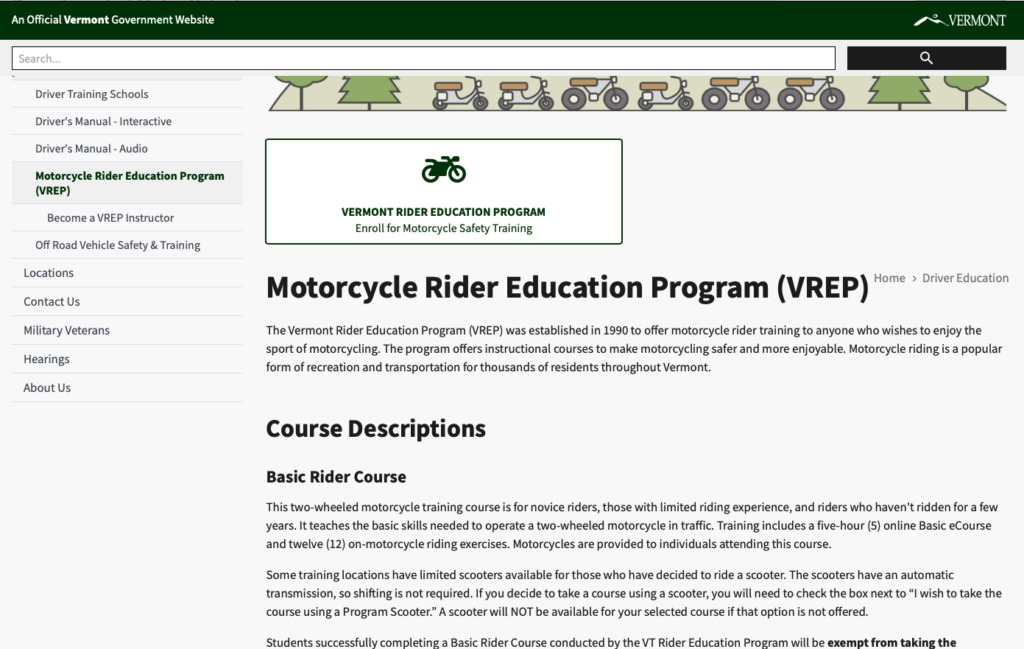 Motorcycle Training and Program / Department of Motor Vehicles